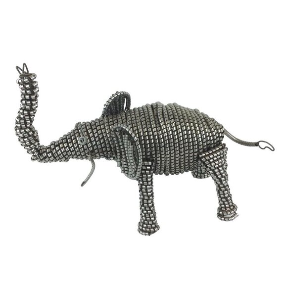 Handcrafted Wire Elephant Figurine Indian Boho Decor Decorative Metal Sculpture - Picture 1 of 6